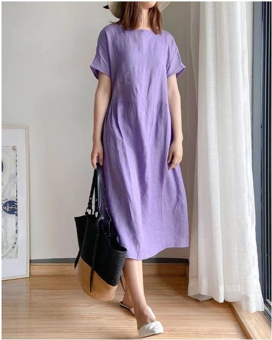 Vestido Super Soltinho Bella Senhorita™ algodão e linho estilo japonês