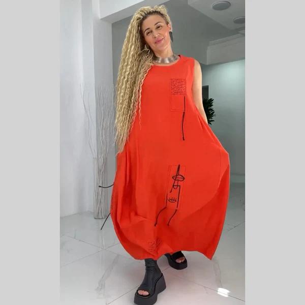 Vestido maxi casual sem mangas para mulheres plus size