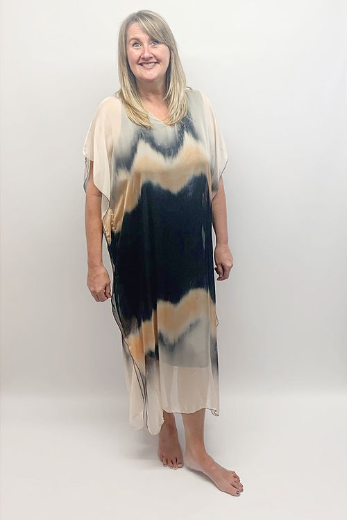 Vestido Annie Plus Size de seda deslumbrante com camada dupla e forro