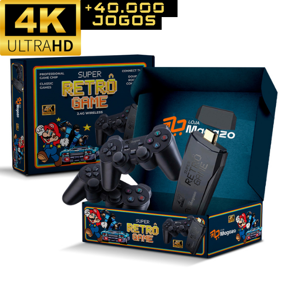 Super Retrô Game® 4K HD 40.000 Jogos + (2 Controles de Brinde)