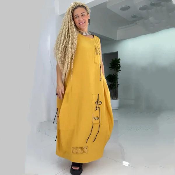 Vestido maxi casual sem mangas para mulheres plus size