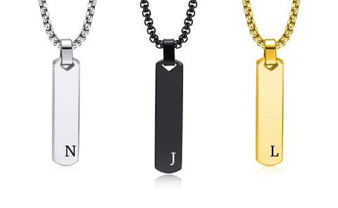 Colar Masculino - Barra Vertical Personalizada Com Inicial