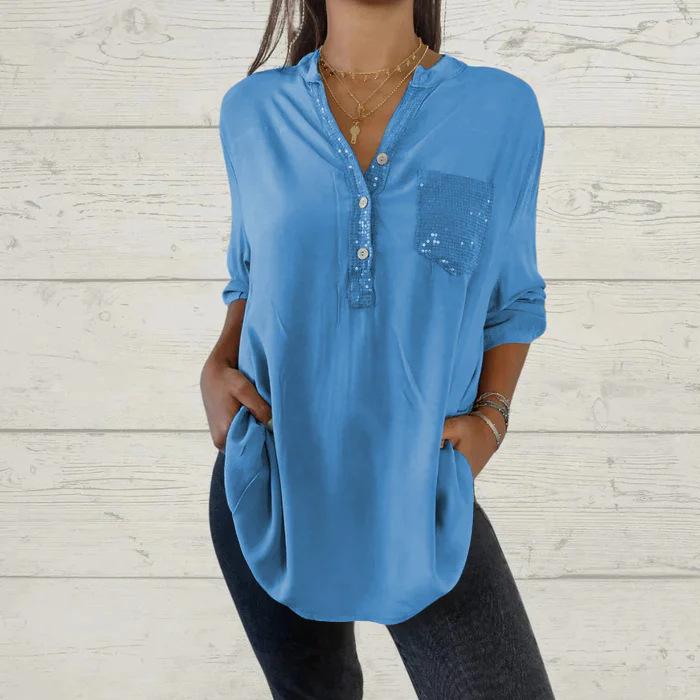 Camisa Lorena com decote em V (Compre Hoje Com frete grátis)