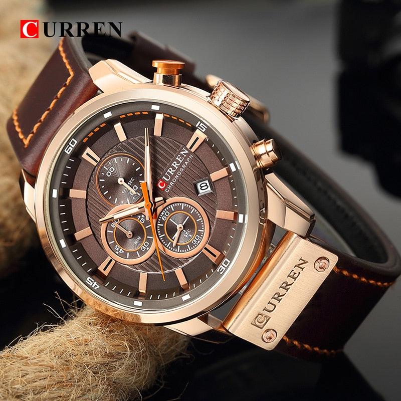 Relógio Masculino Com Cronógrafo CURREN CHRONOGRAPH A Clássica Elegância - Puro Estilo - VOOZOOM