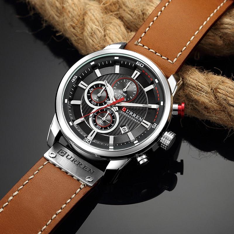 Relógio Masculino Com Cronógrafo CURREN CHRONOGRAPH A Clássica Elegância - Puro Estilo - VOOZOOM