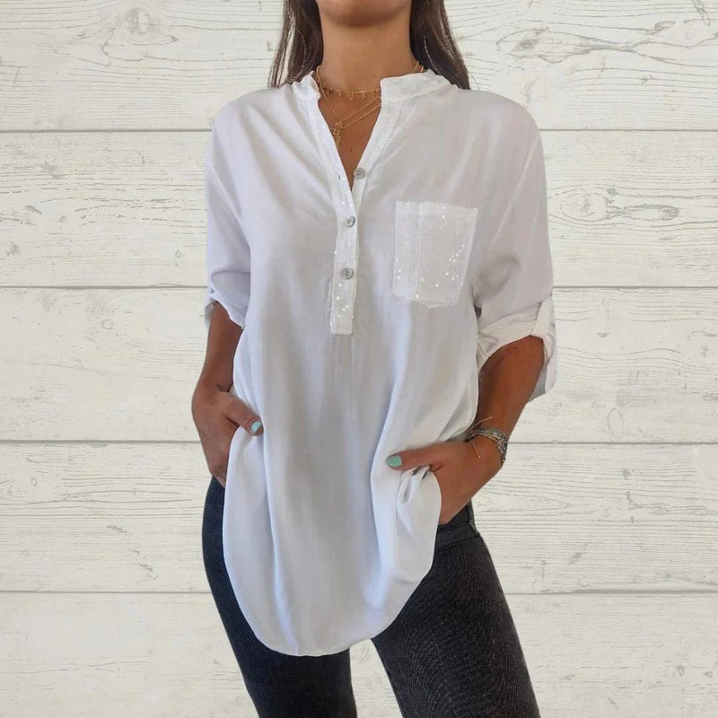 Camisa Lorena com decote em V (Compre Hoje Com frete grátis)