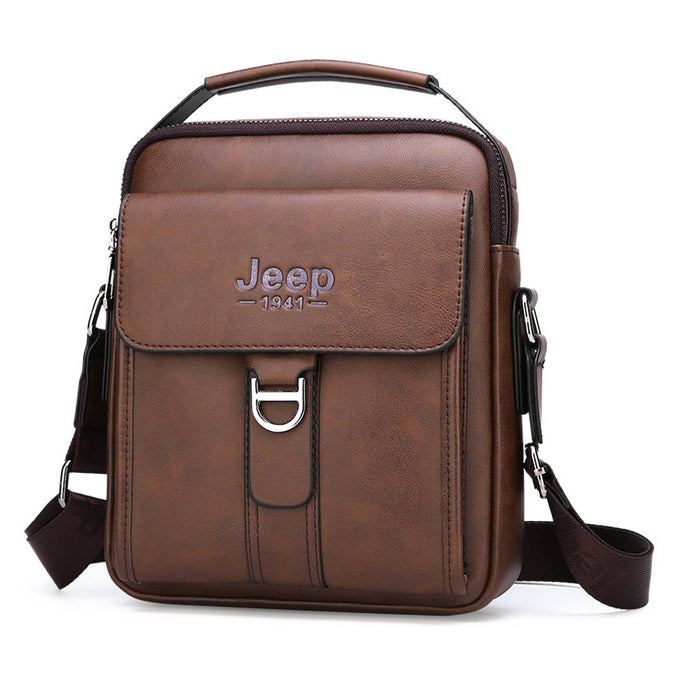 Bolsa JEEP em Couro Bag Masculina de Ombro com Fecho Metal