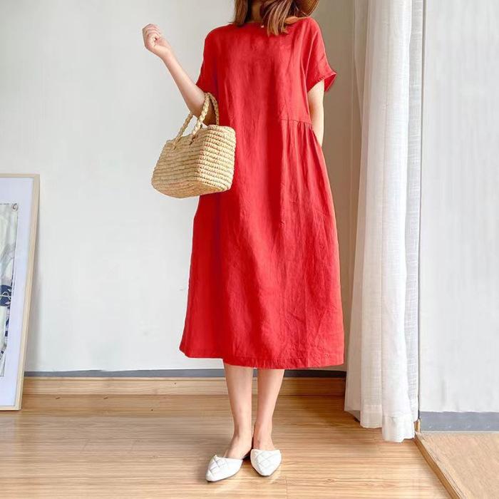 Vestido Super Soltinho Bella Senhorita™ algodão e linho estilo japonês