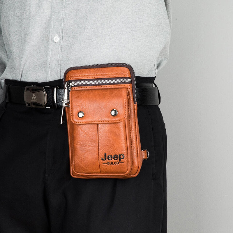 Bolsa Pochete JEEP de Couro Masculina Transversal