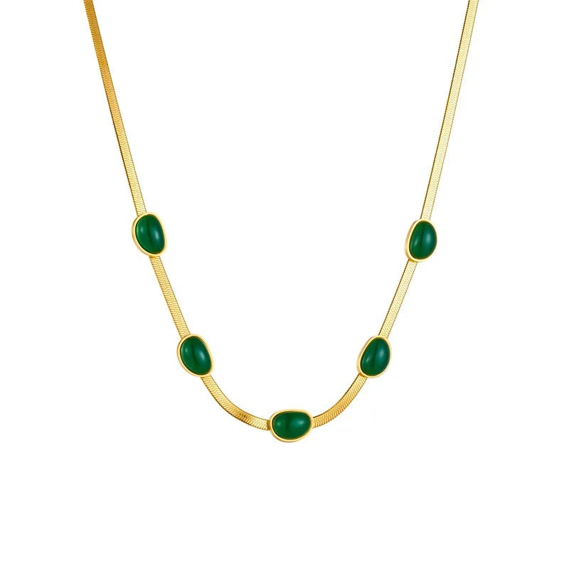 Conjunto Colar e Pulseira Esmeralda (Banhado a Ouro 18k)